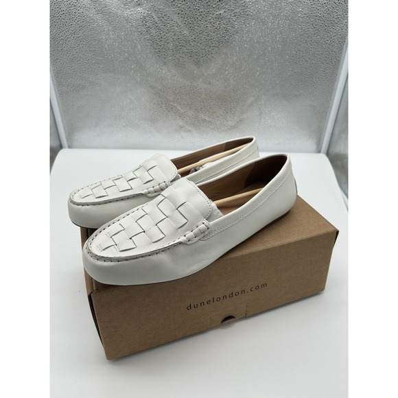 New Dune London Greene‎ Woven Leather Slip On Driving Loafers Mocs White Size 11 - Picture 4 of 7